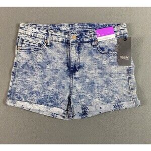 Mossimo Jean Shorts 30x2 Acid Wash Cuffed Shortie High Rise Stretch Tag 12 New
